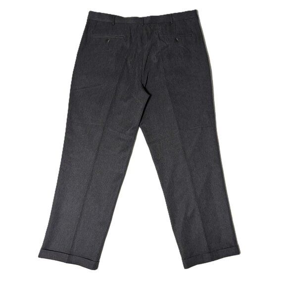 Perry Ellis Portfolio Dress Pants 38x30 Heather Gray Pleated Cuffed Classic Fit - Picture 2 of 10